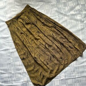 Editions Vintage Yellow Mid-length Skirt with Black Floral Print